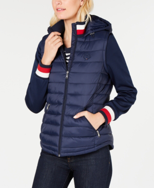 tommy hilfiger blue puffer jacket women's