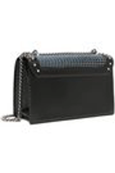 Shop Balmain Embellished Leather Shoulder Bag In Black