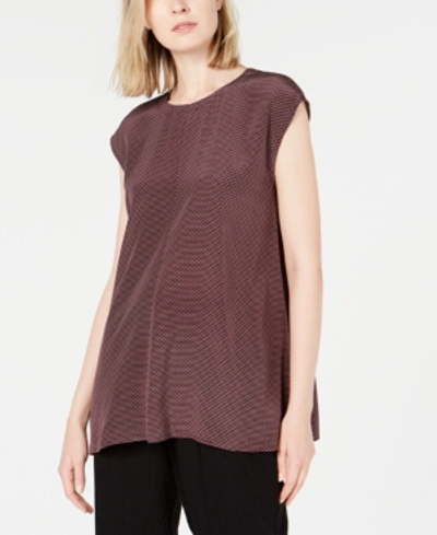 Shop Eileen Fisher Silk Printed Top In Cassis
