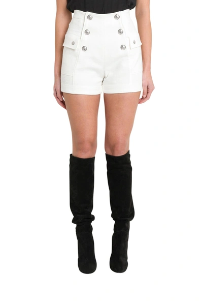 Shop Balmain Shorts In Bianco
