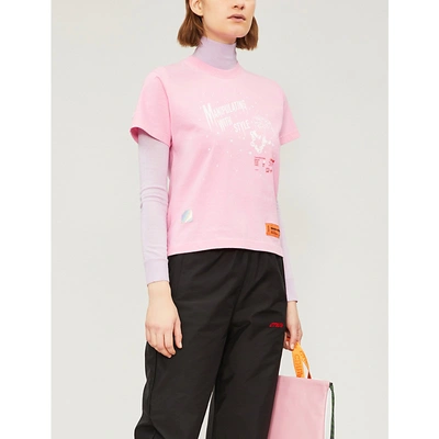 Shop Heron Preston Logo-print Cotton-jersey T-shirt In Pink