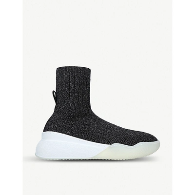 Shop Stella Mccartney Loop High-top Stretch-knit Trainers In Black/comb