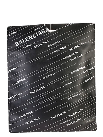 Shop Balenciaga Branded Shopper In Black