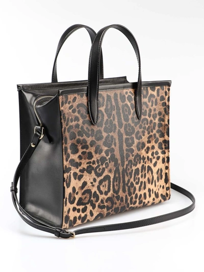 Shop Dolce & Gabbana Leopard Medium Market Shopping Tote In Ha93m Leo Con Logo