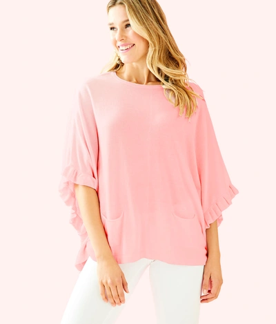 Shop Lilly Pulitzer Lune Ruffle Coolmax Sweater In Heathered Paradise Pink