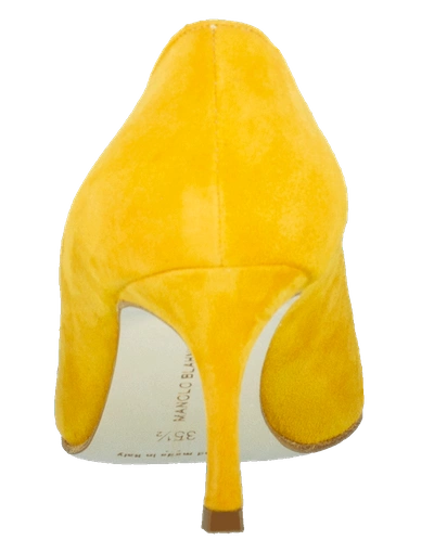 Shop Manolo Blahnik Newcio Suede Pump In Yellow