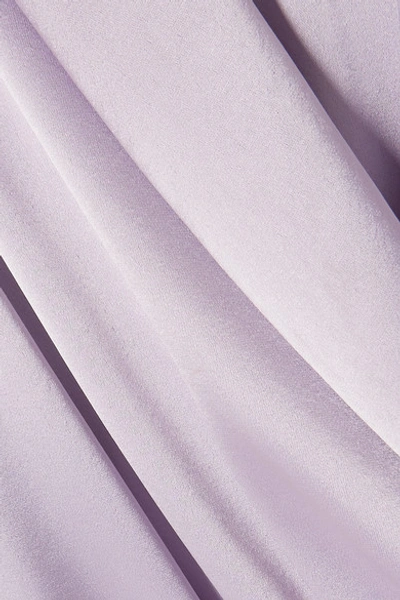 Shop Nanushka Salome Cropped Wrap-effect Charmeuse Blouse In Lilac