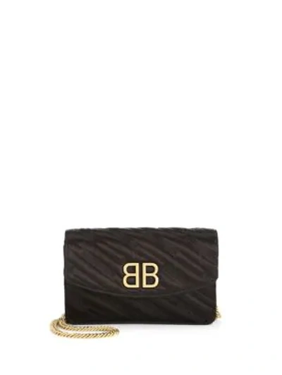 Shop Balenciaga Bb Satin Wallet-on-chain In Noir