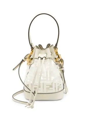 Fendi Mini Mon Tresor Leather-trim Bucket Bag In White | ModeSens