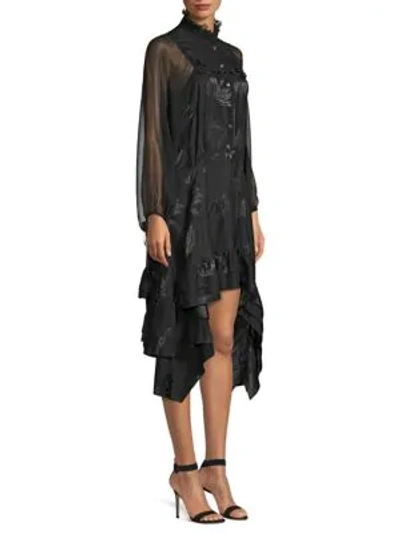 Shop Coach 1941 Palm Tree Jacquard Handkerchief Shirtdress In Black