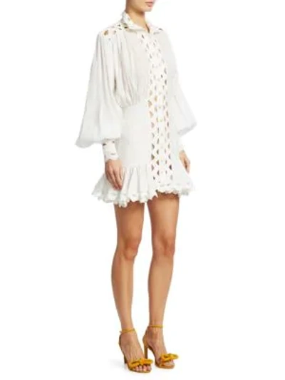 Shop Zimmermann Ninety-six Wave Cut-out Dress In Ivory
