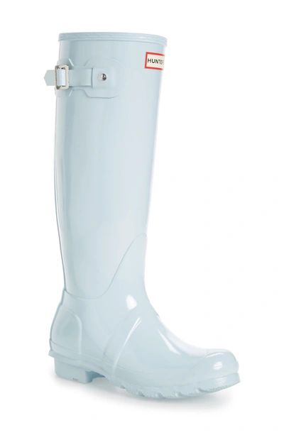 Shop Hunter Original High Gloss Waterproof Boot In Boat Blue