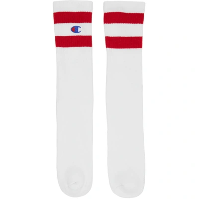 Shop Champion Reverse Weave White Tube Sports Socks In Whc White