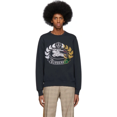 Burberry Embroidered Cotton Jersey Sweatshirt In Navy ModeSens