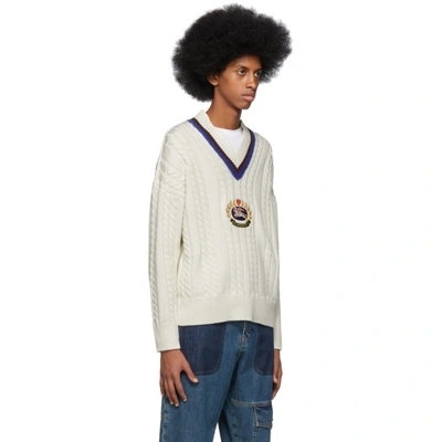 Shop Burberry White Bedworth V-neck Sweater In 110256wht