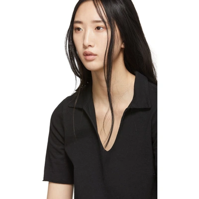 Shop Raquel Allegra Black Jersey Tailoring Pop Over Polo