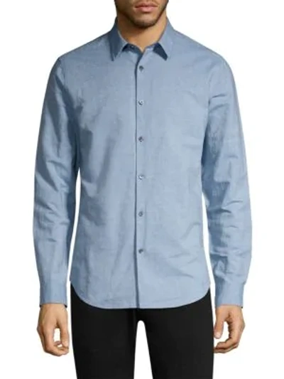 Shop Theory Men's Irving Essential Linen & Cotton Shirt In Slope