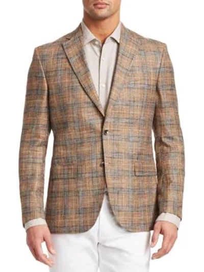 Shop Saks Fifth Avenue Collection Check Sportcoat In Beige