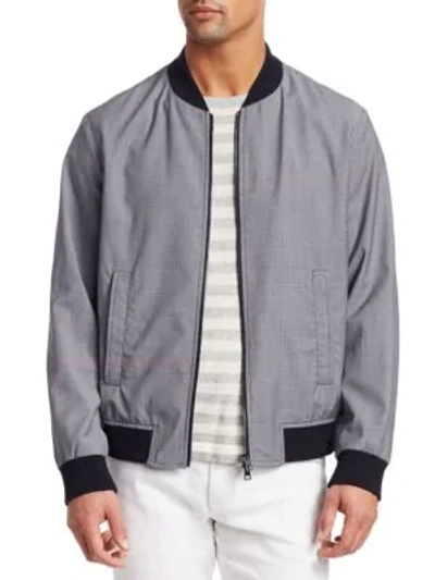 Shop Saks Fifth Avenue Men's Collection Check Bomber Jacket In Grey