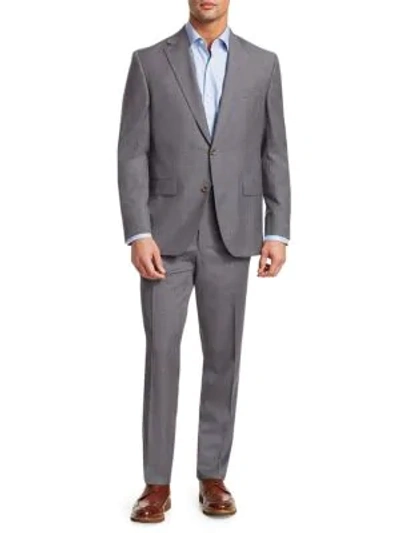 Shop Saks Fifth Avenue Collection Subtly Textured Wool Suit In Grey