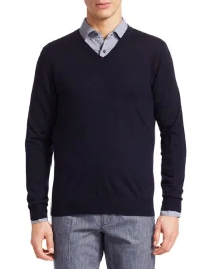 Shop Saks Fifth Avenue Collection Lightweight Cashmere V-neck Sweater In Navy