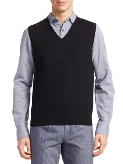 Shop Saks Fifth Avenue Collection Cashmere V-neck Sweater Vest In Black