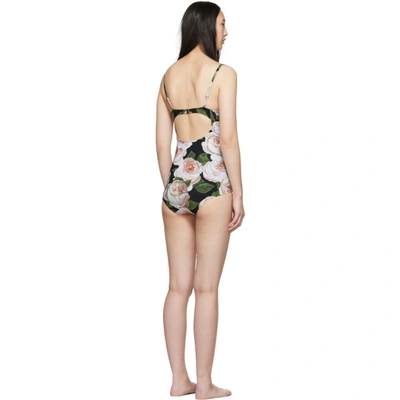 Shop Dolce & Gabbana Dolce And Gabbana Black Rose One-piece Swimsuit In Hnt67 Black