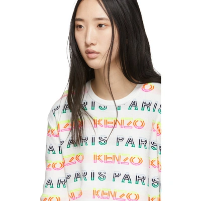 Shop Kenzo White Jacquard Logo Sweater In 01 -white