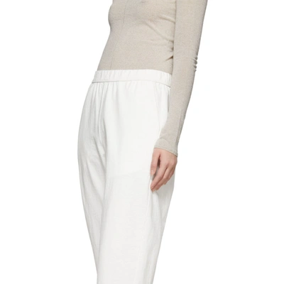 Shop Raquel Allegra White Jersey Tailoring Ankle Lounge Pants In Ivory