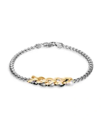 Shop John Hardy Classic Chain 18k Yellow Gold & Sterling Silver Bracelet In Silver Gold