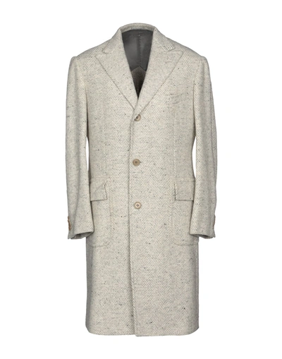 Shop Kiton Coat In Beige