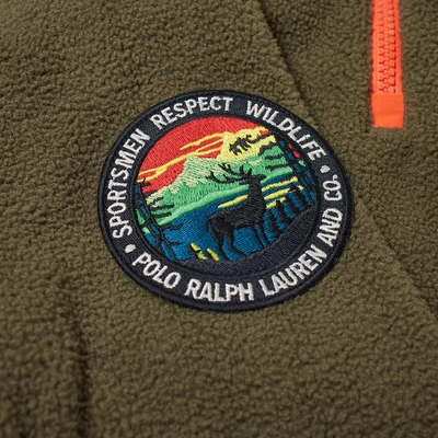 Shop Polo Ralph Lauren Polar Fleece Half Zip Sweat In Green