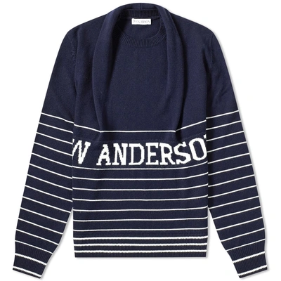 Jw Anderson Logo Knitted Jumper In Blue | ModeSens