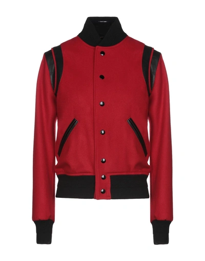 Shop Saint Laurent Bomber In Red