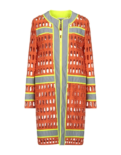 Shop Moschino Overcoats In Orange