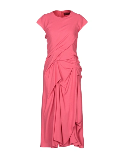 Shop Sies Marjan Woman Midi Dress Coral Size 6 Viscose, Virgin Wool In Red