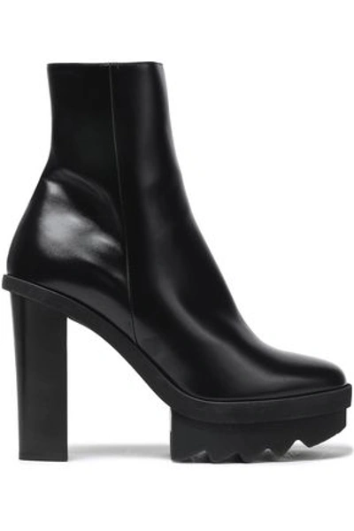 Shop Stella Mccartney Woman Faux Leather Platform Ankle Boots Black