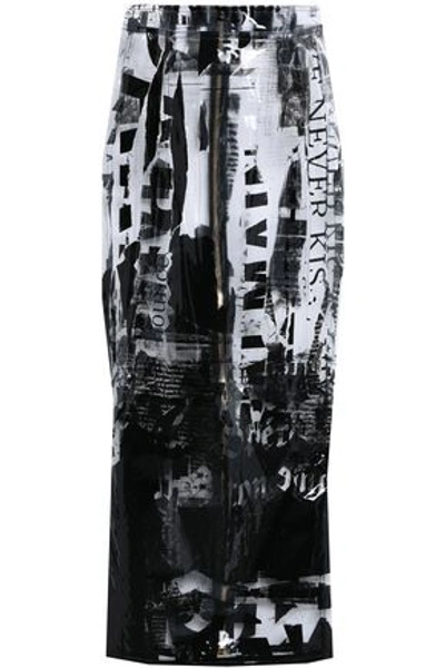 Shop Balmain Woman Printed Pvc Midi Skirt Black