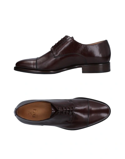 Shop Fabi Lace-up Shoes In Dark Brown