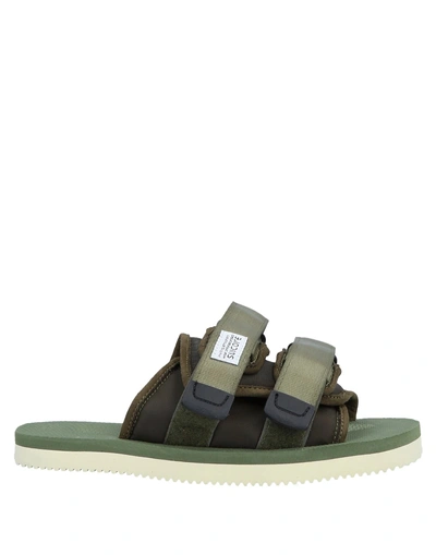 Shop Suicoke Man Sandals Military Green Size 11 Textile Fibers