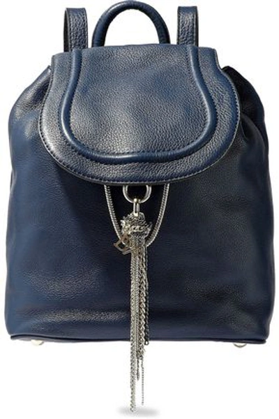 Shop Diane Von Furstenberg Woman Textured-leather Backpack Navy