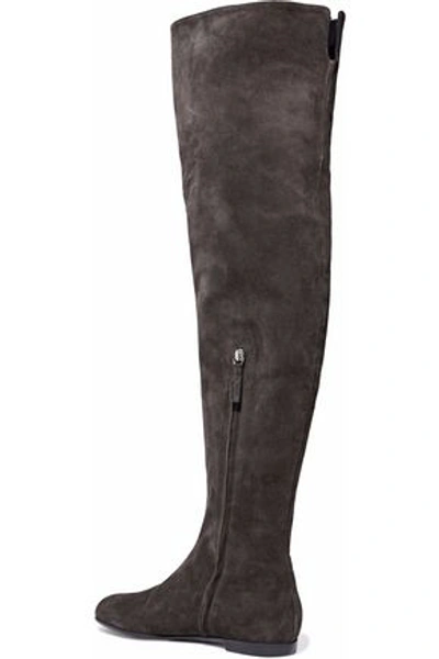 Shop Giuseppe Zanotti Woman Suede Over-the-knee Boots Charcoal
