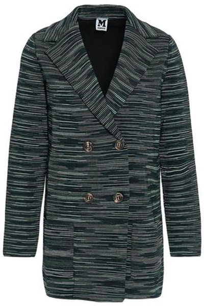 Shop M Missoni Woman Double-breasted Crochet-knit Jacket Charcoal