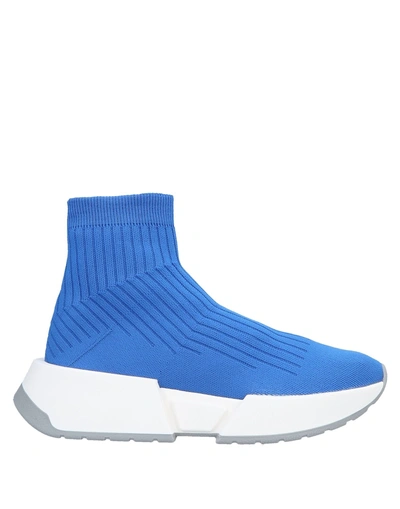 Shop Mm6 Maison Margiela Woman Sneakers Azure Size 7 Textile Fibers In Blue