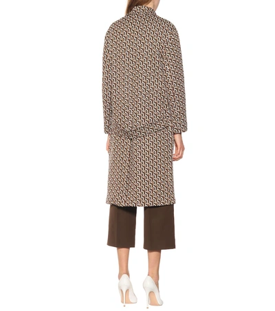 Shop Prada Intarsia Coat In Brown