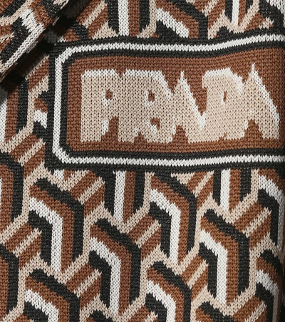 Shop Prada Intarsia Coat In Brown