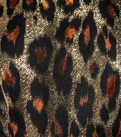 Shop Miu Miu Leopard Brocade Silk-satin Gown In Beige