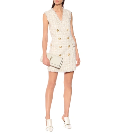 Shop Balmain Tweed Minidress In Beige