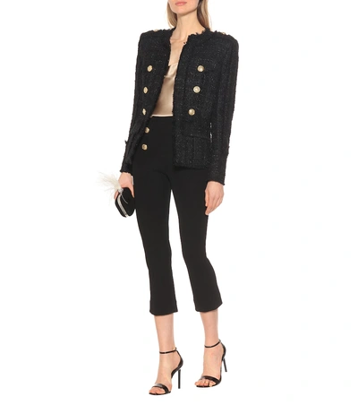 Shop Balmain Tweed Blazer In Black