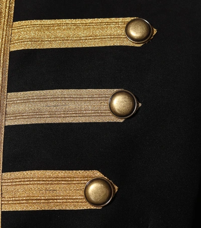 Shop Saint Laurent Embroidered Cotton-twill Jacket In Black